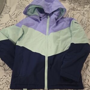 Roxy Pastel Colorblock Hooded Snow Jacket -girls M Size 10